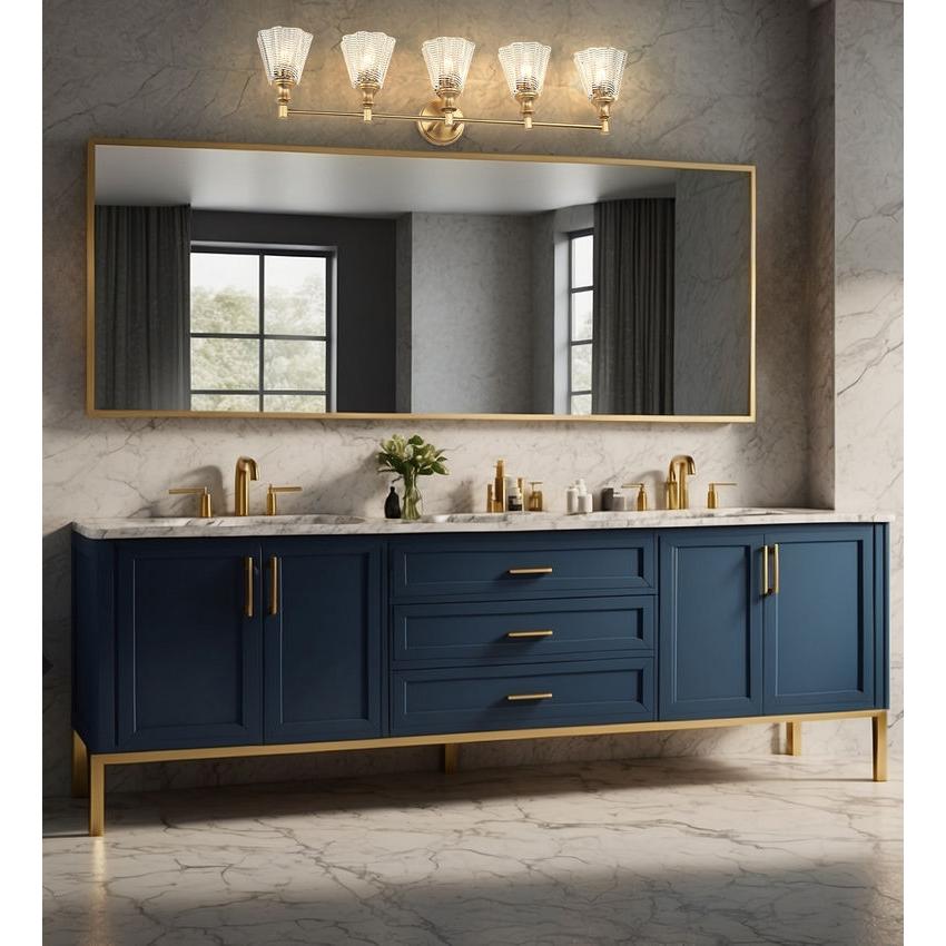Z-Lite Auden 40" 5-Light Modern Gold Steel Frame Clear Glass Shade Vanity Light