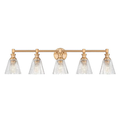 Z-Lite Auden 40" 5-Light Modern Gold Steel Frame Clear Glass Shade Vanity Light