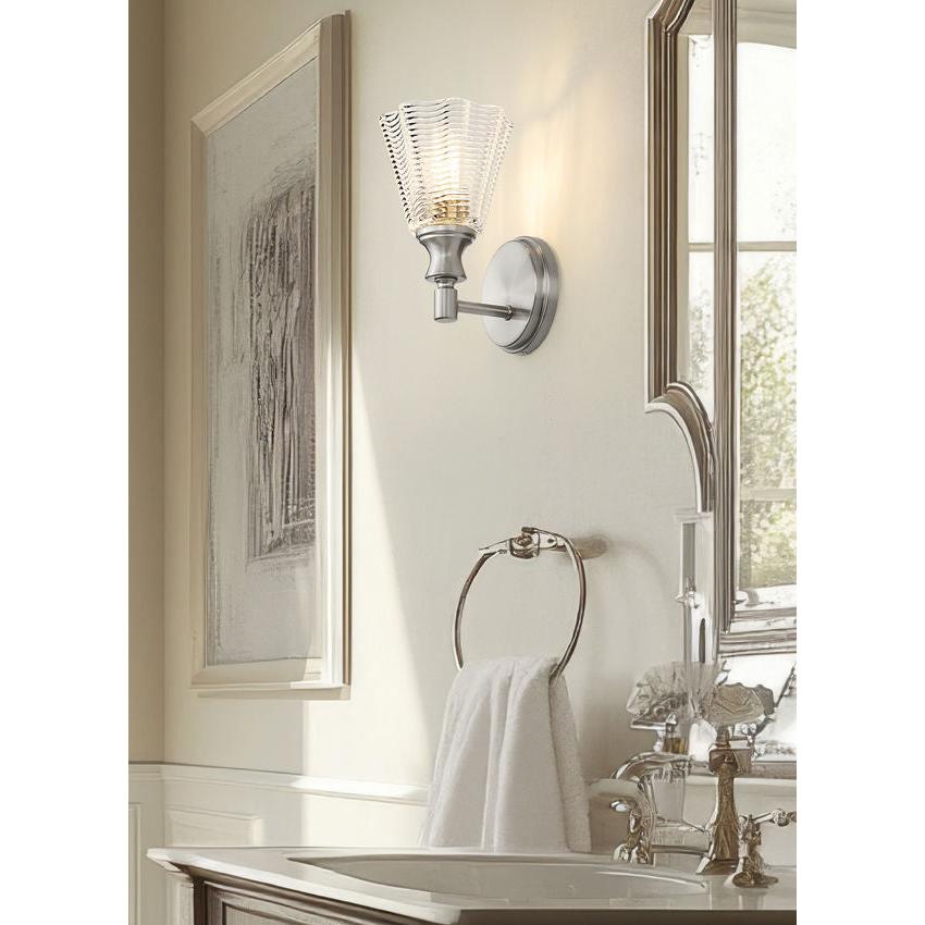 Z-Lite Auden 6" 1-Light Brushed Nickel Steel Frame Clear Glass Shade Wall Sconce