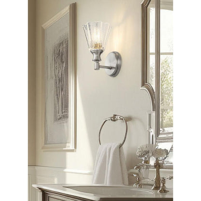 Z-Lite Auden 6" 1-Light Brushed Nickel Steel Frame Clear Glass Shade Wall Sconce