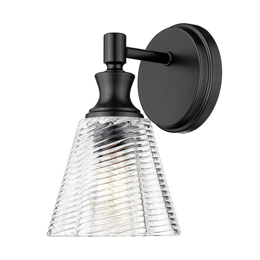 Z-Lite Auden 6" 1-Light Matte Black Steel Frame Clear Glass Shade Wall Sconce