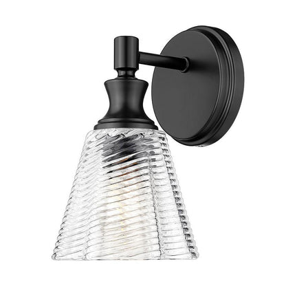 Z-Lite Auden 6" 1-Light Matte Black Steel Frame Clear Glass Shade Wall Sconce