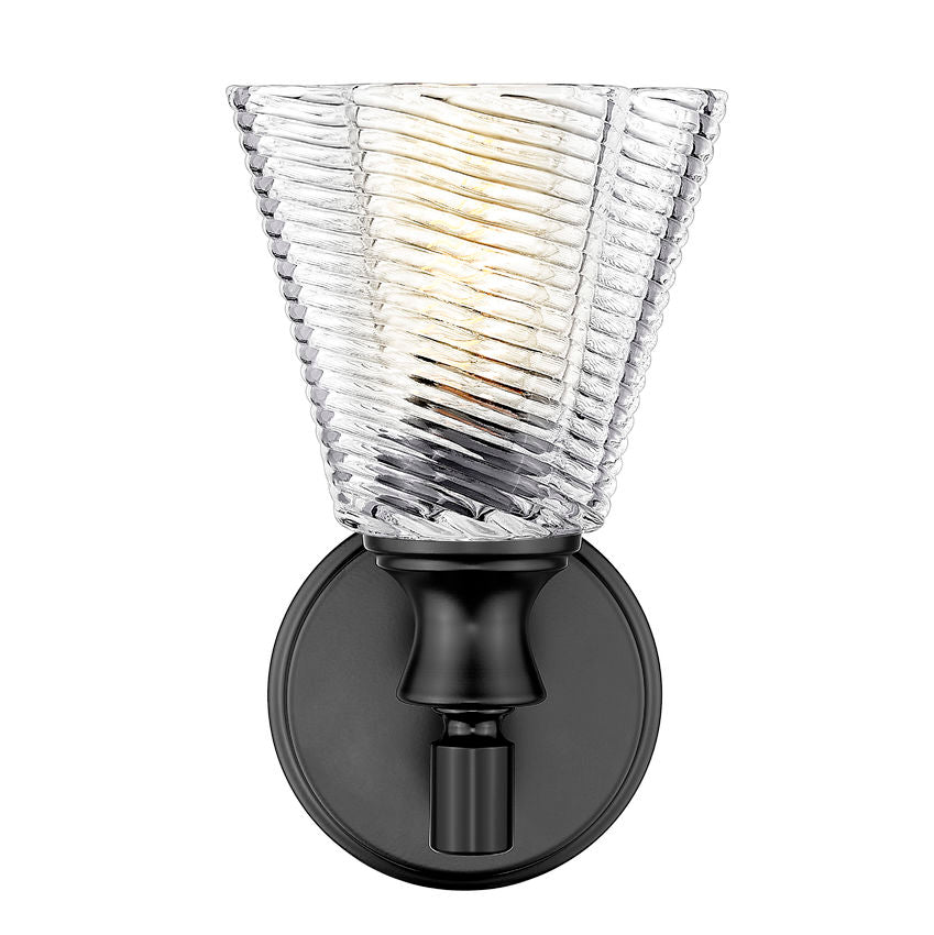 Z-Lite Auden 6" 1-Light Matte Black Steel Frame Clear Glass Shade Wall Sconce