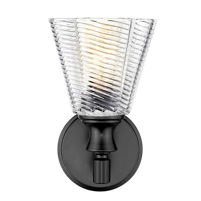 Z-Lite Auden 6" 1-Light Matte Black Steel Frame Clear Glass Shade Wall Sconce
