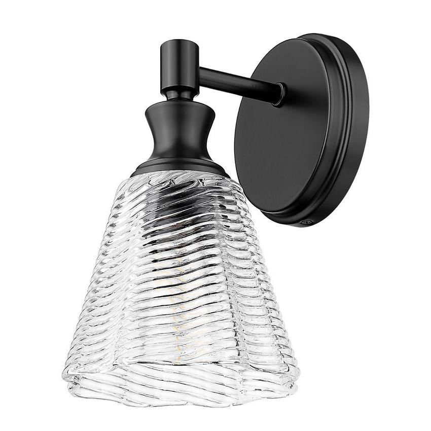 Z-Lite Auden 6" 1-Light Matte Black Steel Frame Clear Glass Shade Wall Sconce