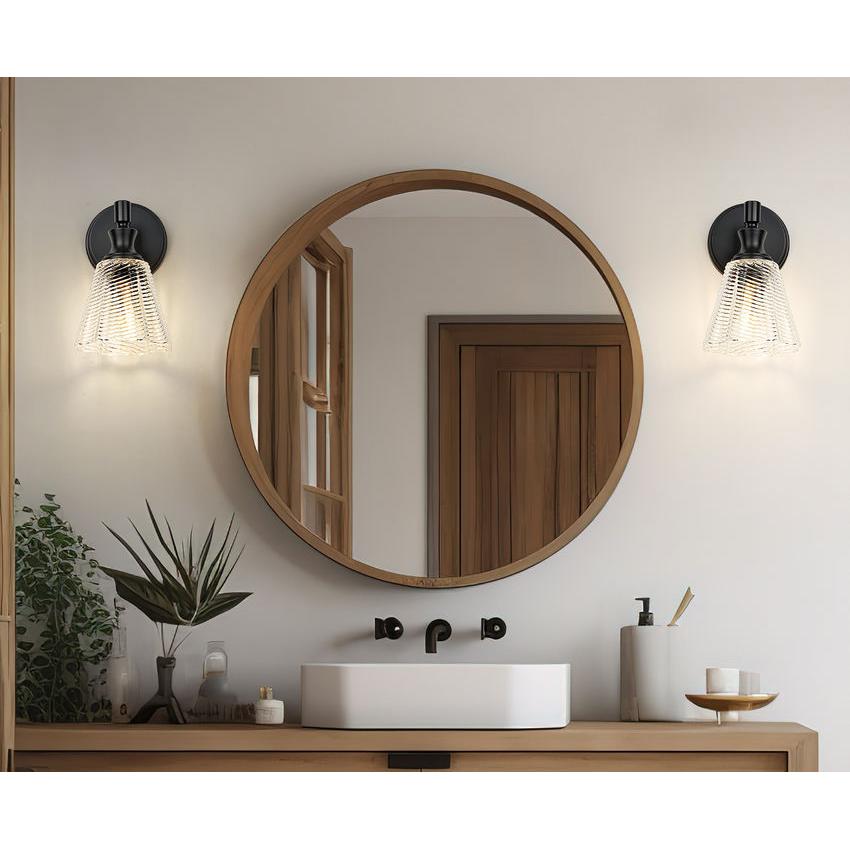 Z-Lite Auden 6" 1-Light Matte Black Steel Frame Clear Glass Shade Wall Sconce
