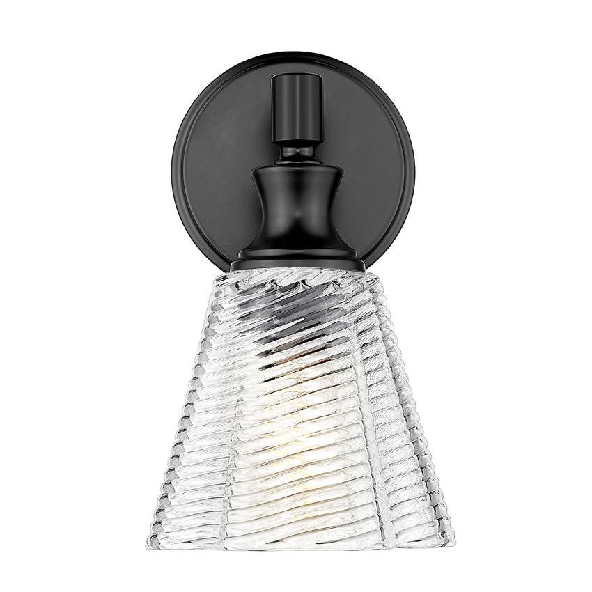 Z-Lite Auden 6" 1-Light Matte Black Steel Frame Clear Glass Shade Wall Sconce