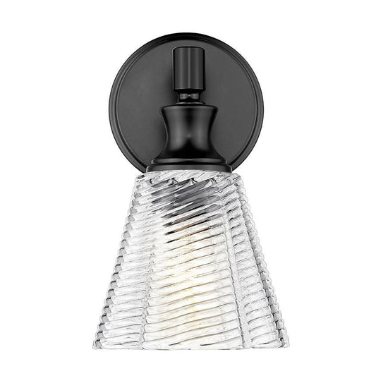 Z-Lite Auden 6" 1-Light Matte Black Steel Frame Clear Glass Shade Wall Sconce
