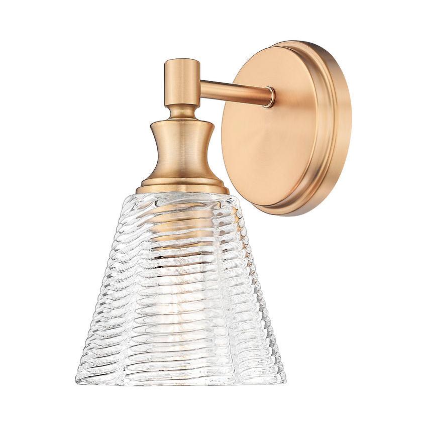 Z-Lite Auden 6" 1-Light Modern Gold Steel Frame Clear Glass Shade Wall Sconce