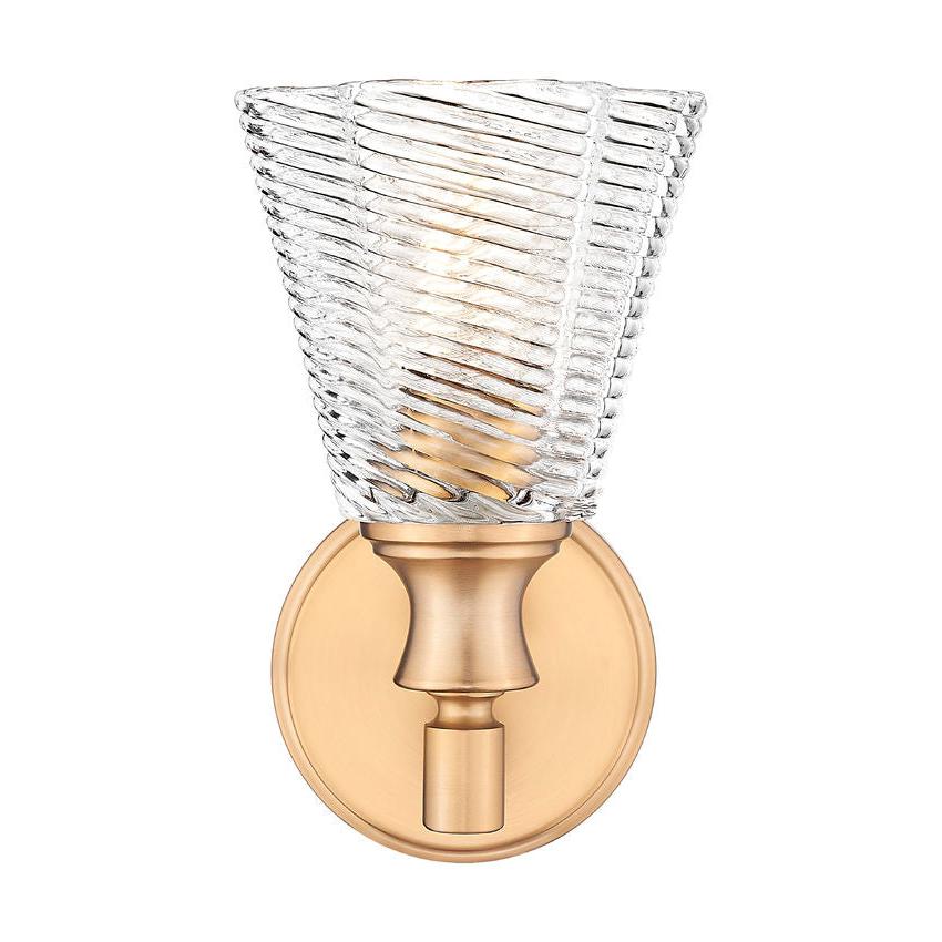 Z-Lite Auden 6" 1-Light Modern Gold Steel Frame Clear Glass Shade Wall Sconce