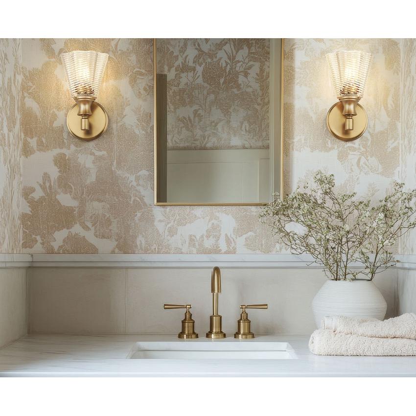 Z-Lite Auden 6" 1-Light Modern Gold Steel Frame Clear Glass Shade Wall Sconce