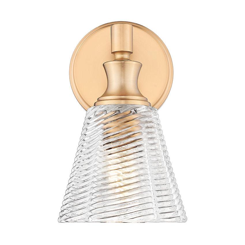 Z-Lite Auden 6" 1-Light Modern Gold Steel Frame Clear Glass Shade Wall Sconce