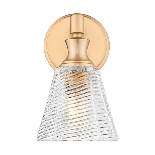 Z-Lite Auden 6" 1-Light Modern Gold Steel Frame Clear Glass Shade Wall Sconce