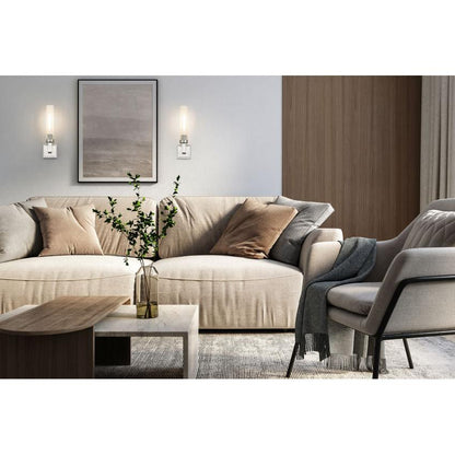 Z-Lite Beau 1-Light Brushed Nickel Steel Frame Clear Ribbed Glass Shade Wall Sconce