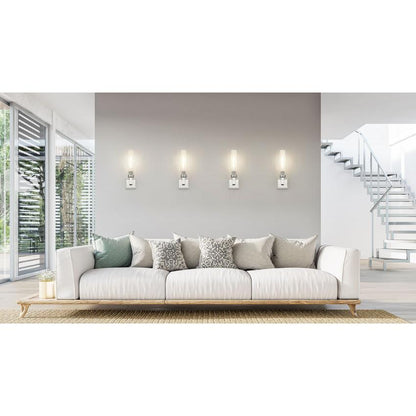 Z-Lite Beau 1-Light Brushed Nickel Steel Frame Clear Ribbed Glass Shade Wall Sconce