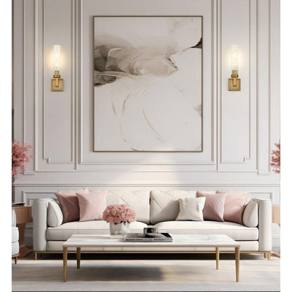 Z-Lite Beau 1-Light Rubbed Brass Steel Frame Clear Ribbed Glass Shade Wall Sconce