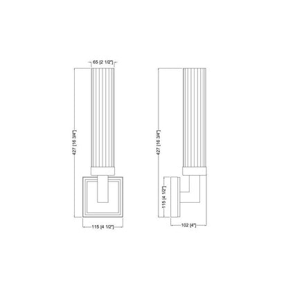 Z-Lite Beau 1-Light Rubbed Brass Steel Frame Clear Ribbed Glass Shade Wall Sconce