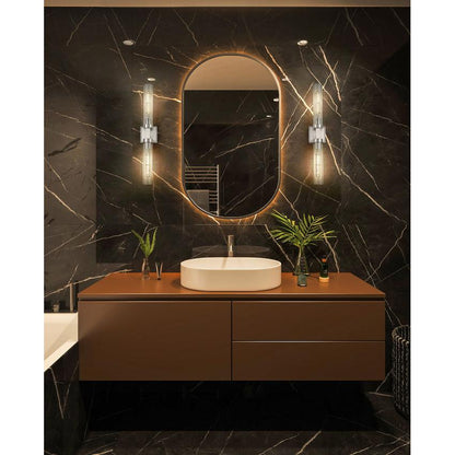 Z-Lite Beau 740-2W-BN 2-Light Brushed Nickel Steel Frame Clear Ribbed Glass Shade Wall Sconce