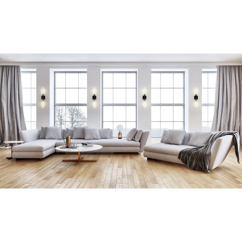 Z-Lite Beau 740-2W-BRZ 2-Light Bronze Steel Frame Clear Ribbed Glass Shade Wall Sconce