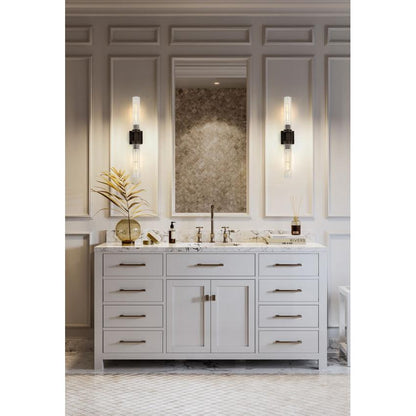 Z-Lite Beau 740-2W-BRZ 2-Light Bronze Steel Frame Clear Ribbed Glass Shade Wall Sconce