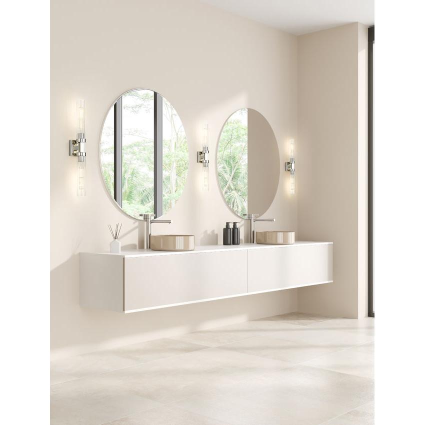 Z-Lite Beau 740-2W-PN 2-Light Polished Nickel Steel Frame Clear Ribbed Glass Shade Wall Sconce