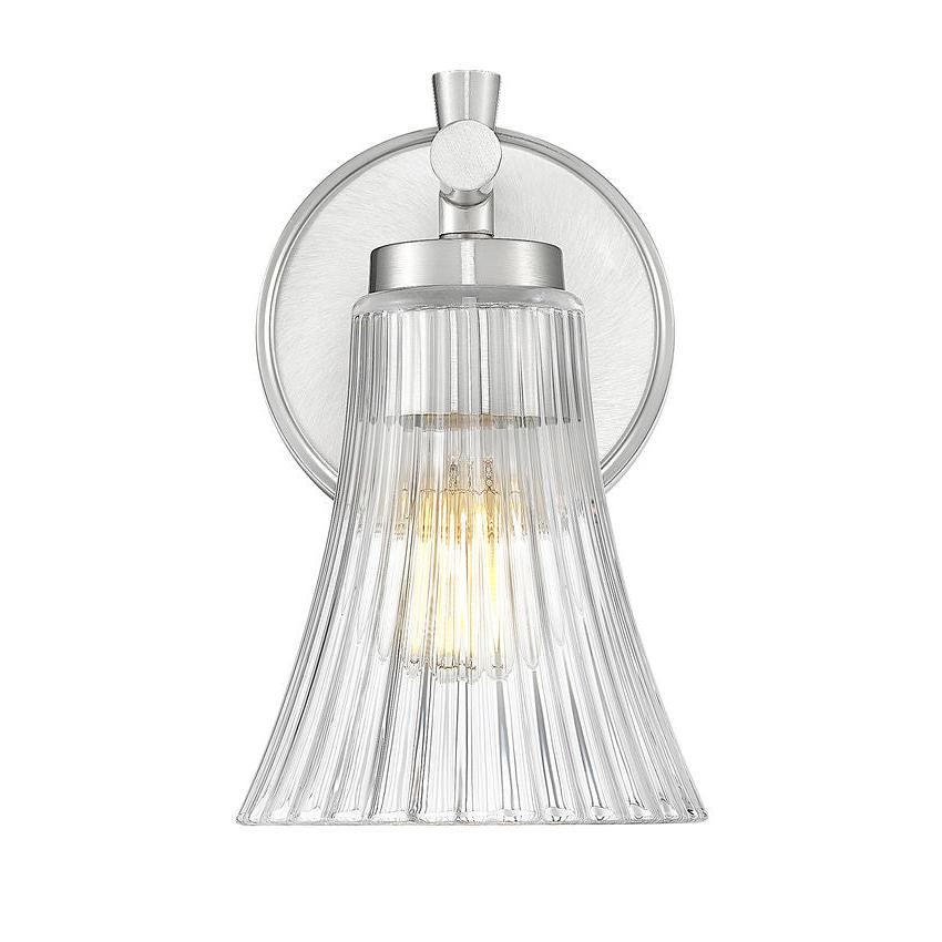 Z-Lite Belle 1-Light Medium Bulb Base Brushed Nickel Steel Frame Clear Glass Shade Wall Sconce