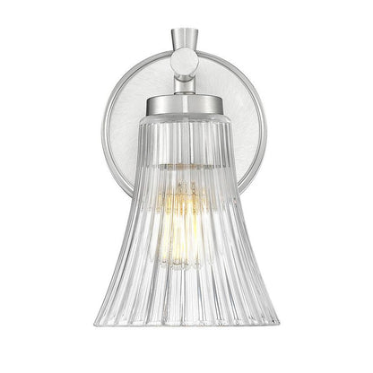 Z-Lite Belle 1-Light Medium Bulb Base Brushed Nickel Steel Frame Clear Glass Shade Wall Sconce