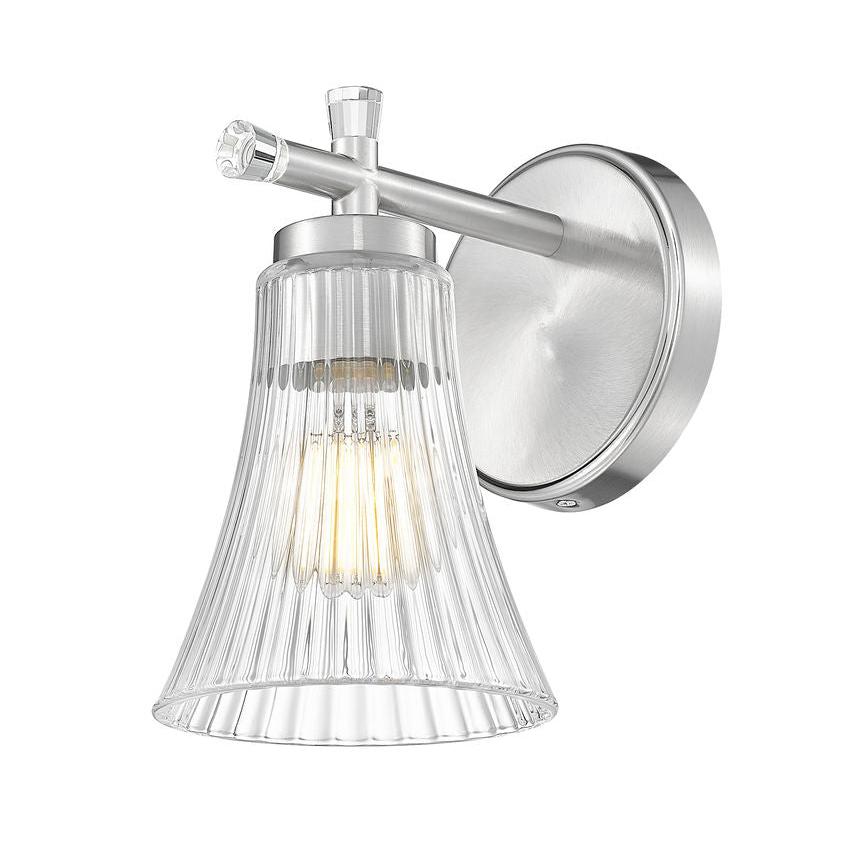 Z-Lite Belle 1-Light Medium Bulb Base Brushed Nickel Steel Frame Clear Glass Shade Wall Sconce