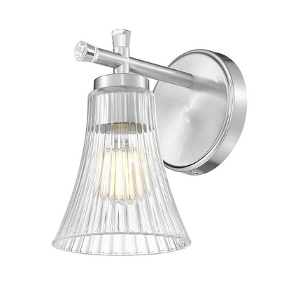 Z-Lite Belle 1-Light Medium Bulb Base Brushed Nickel Steel Frame Clear Glass Shade Wall Sconce