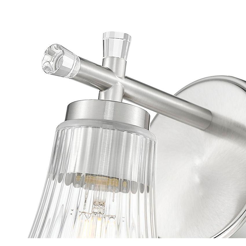 Z-Lite Belle 1-Light Medium Bulb Base Brushed Nickel Steel Frame Clear Glass Shade Wall Sconce