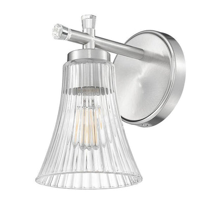 Z-Lite Belle 1-Light Medium Bulb Base Brushed Nickel Steel Frame Clear Glass Shade Wall Sconce