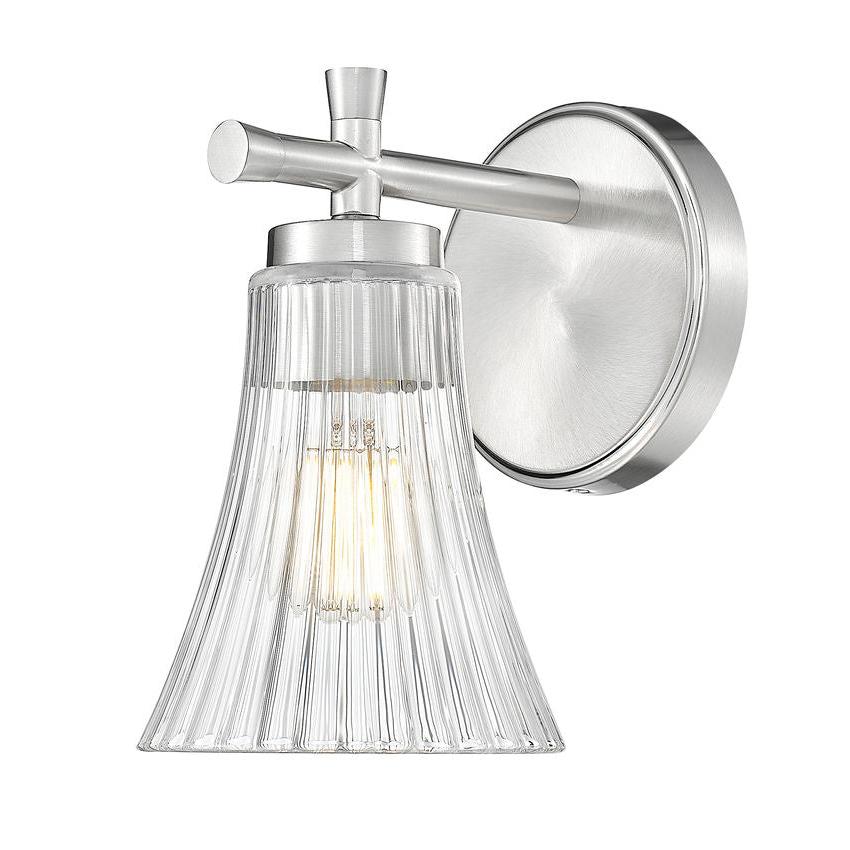 Z-Lite Belle 1-Light Medium Bulb Base Brushed Nickel Steel Frame Clear Glass Shade Wall Sconce