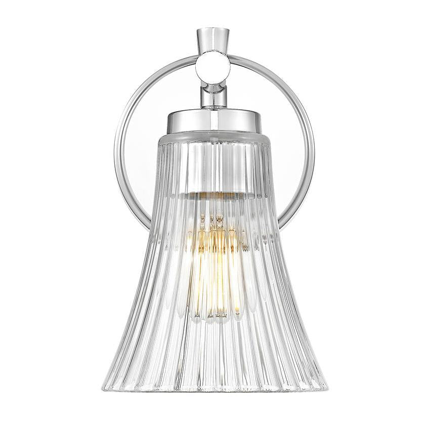 Z-Lite Belle 1-Light Medium Bulb Base Chrome Steel Frame Clear Glass Shade Wall Sconce