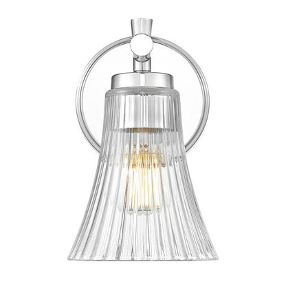 Z-Lite Belle 1-Light Medium Bulb Base Chrome Steel Frame Clear Glass Shade Wall Sconce