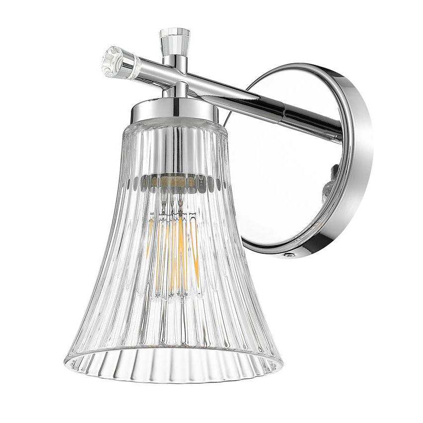 Z-Lite Belle 1-Light Medium Bulb Base Chrome Steel Frame Clear Glass Shade Wall Sconce