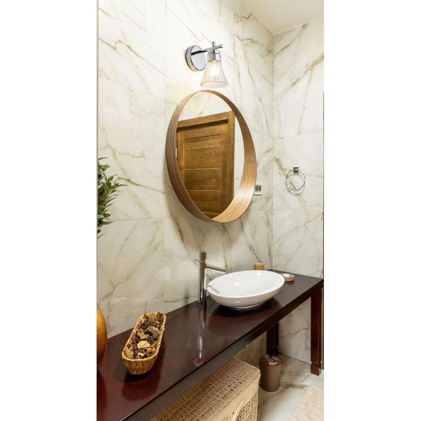 Z-Lite Belle 1-Light Medium Bulb Base Chrome Steel Frame Clear Glass Shade Wall Sconce