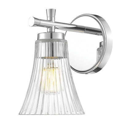 Z-Lite Belle 1-Light Medium Bulb Base Chrome Steel Frame Clear Glass Shade Wall Sconce