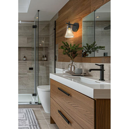 Z-Lite Belle 1-Light Medium Bulb Base Matte Black Steel Frame Clear Glass Shade Wall Sconce