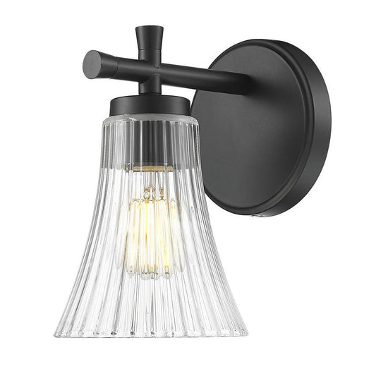 Z-Lite Belle 1-Light Medium Bulb Base Matte Black Steel Frame Clear Glass Shade Wall Sconce