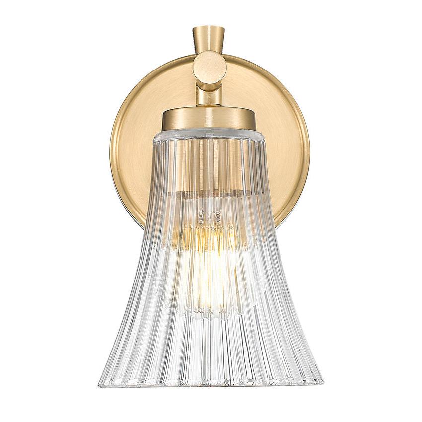 Z-Lite Belle 1-Light Medium Bulb Base Modern Gold Steel Frame Clear Glass Shade Wall Sconce