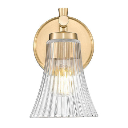 Z-Lite Belle 1-Light Medium Bulb Base Modern Gold Steel Frame Clear Glass Shade Wall Sconce