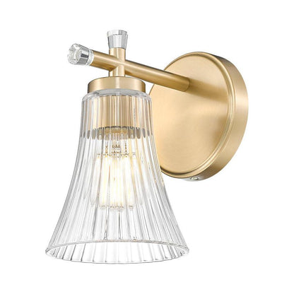 Z-Lite Belle 1-Light Medium Bulb Base Modern Gold Steel Frame Clear Glass Shade Wall Sconce