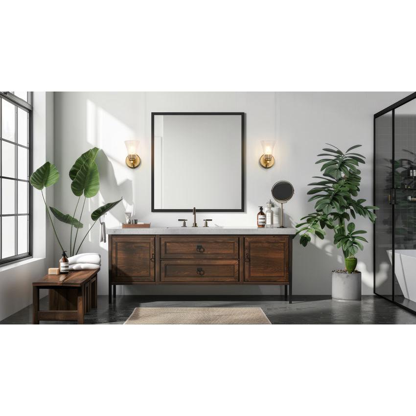 Z-Lite Belle 1-Light Medium Bulb Base Modern Gold Steel Frame Clear Glass Shade Wall Sconce