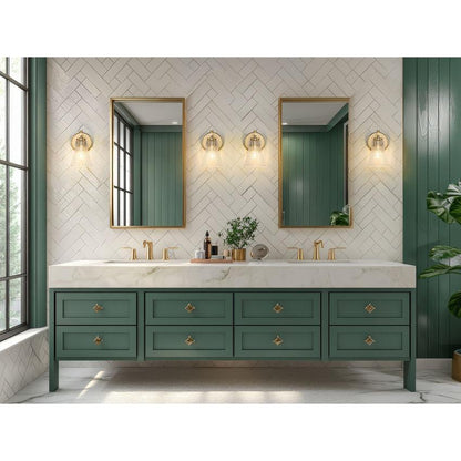 Z-Lite Belle 1-Light Medium Bulb Base Modern Gold Steel Frame Clear Glass Shade Wall Sconce