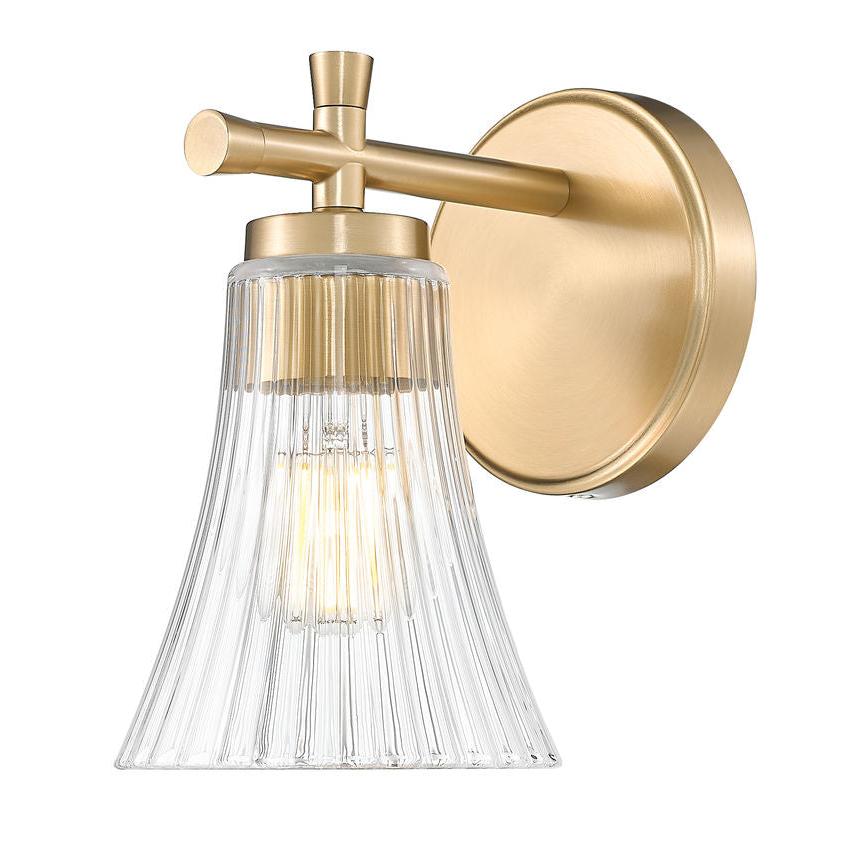 Z-Lite Belle 1-Light Medium Bulb Base Modern Gold Steel Frame Clear Glass Shade Wall Sconce