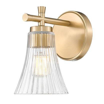 Z-Lite Belle 1-Light Medium Bulb Base Modern Gold Steel Frame Clear Glass Shade Wall Sconce