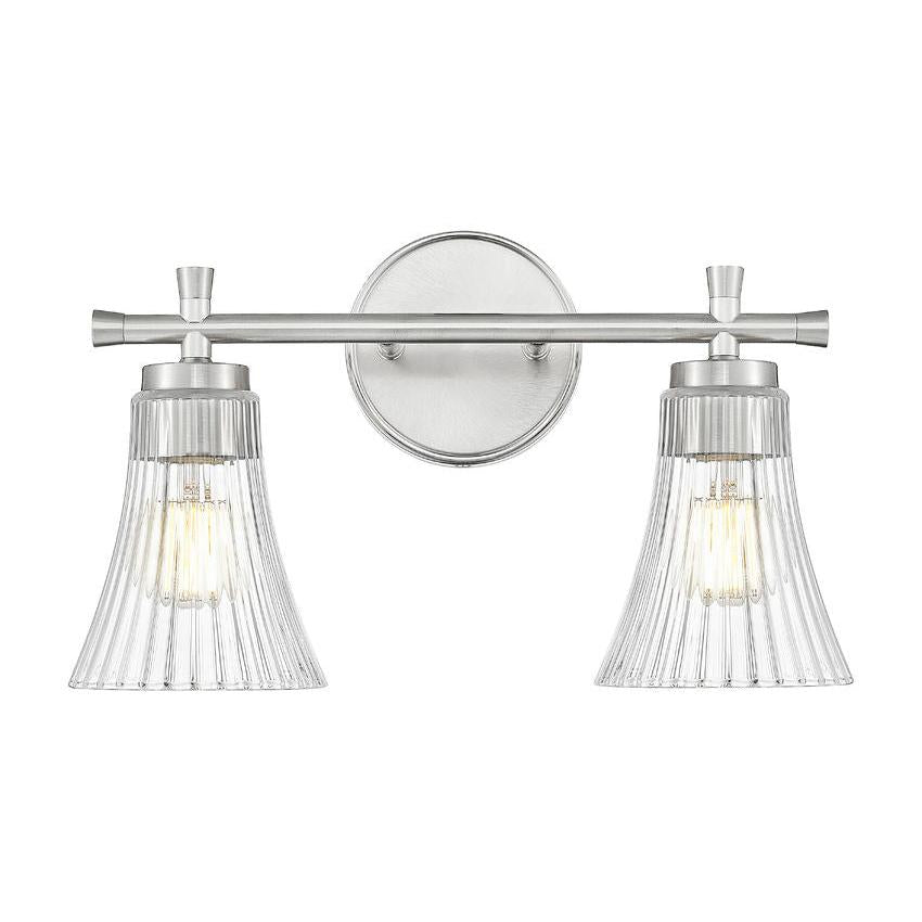 Z-Lite Belle 2-Light Medium Bulb Base Brushed Nickel Steel Frame Clear Glass Shade Vanity Light