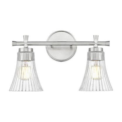 Z-Lite Belle 2-Light Medium Bulb Base Brushed Nickel Steel Frame Clear Glass Shade Vanity Light