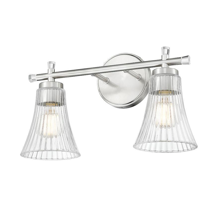 Z-Lite Belle 2-Light Medium Bulb Base Brushed Nickel Steel Frame Clear Glass Shade Vanity Light
