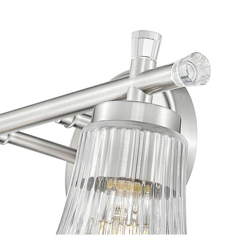 Z-Lite Belle 2-Light Medium Bulb Base Brushed Nickel Steel Frame Clear Glass Shade Vanity Light